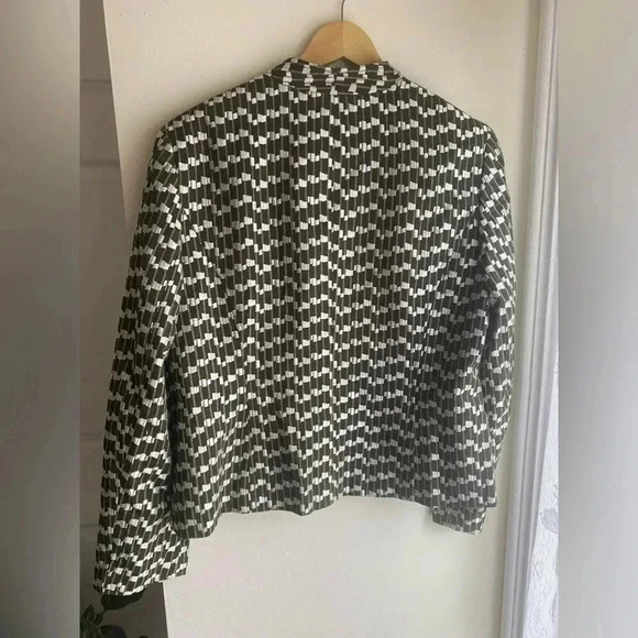 Evan Picone Vintage Blazer Olive Green Geometric Retro Pattern Loud Quirky Artsy - Picture 7 of 11